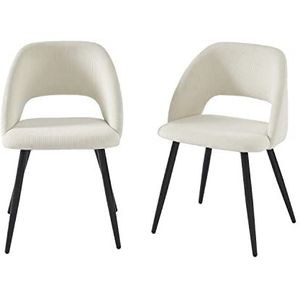 BAÏTA Set van 2 vintage stoelen corduroy beige metalen poten zwart