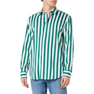 United Colors of Benetton heren overhemd, Strepen bosgroen en wit 64u, XL