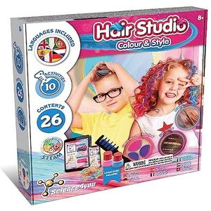 Science4you Hair Studio - Haarkrijt voor meisjes en jongens, haaraccessoires cadeauset met tijdelijke haarverf voor kinderen, spellen, speelgoed en cadeaus voor meisjes en jongens vanaf 8 jaar
