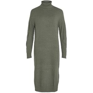 Vila - Ril - Gebreide Jurk - Lange Mouwen - Hoge Hals - Midilengte