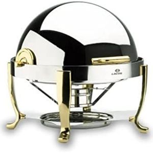 Lacor-69016-ROND CHAFING DISH ROLL TOP W/GOUD PLATE
