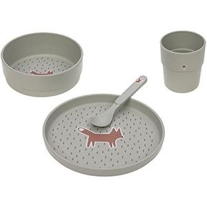 LÄSSIG Kinderserviesset (borden, bekers, schaaltjes, lepels) zonder melamine, BPA-vrij, voor vaatwasser en magnetron/schotelset Little Forest Fox