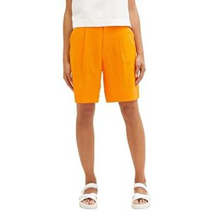 TOM TAILOR Denim Linnen bermuda shorts voor dames, 31684 - Bright Mango Orange, L
