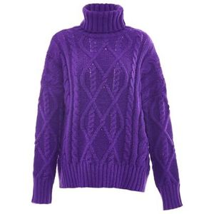 myMo Dames coltrui, trendy gestructureerde pullover polyester lila maat XS/S, lila, XS