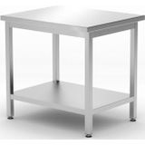HENDI Werktafel, geschroefd, met opbergplank, in hoogte verstelbare poten, versterkt werkblad, tot 70kg/m2, keukentafel, keukenwerktafel, 800x600x(H)850mm, roestvast staal AISI 430