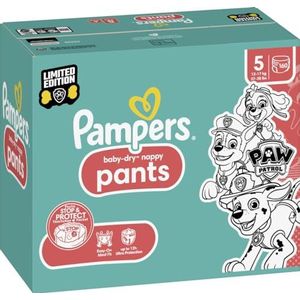 Pampers Baby-Dry Pants maat 5 (12-17 kg), 160 luiers, 1 maand verpakking, Paw Patrol Edition tegen lekken, gemakkelijk te vervangen, exclusief van Amazon