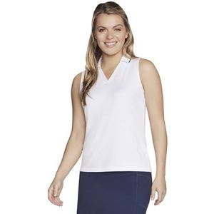 Skechers Godri Swift Club mouwloos poloshirt voor dames, wit/weelderige tuin, klein, wit/weelderige tuin, S