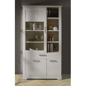 Forte Rockhampton Vitrine L B x H x D: 108,2x206,2x42, houtmateriaal, pijnboom wit, groot