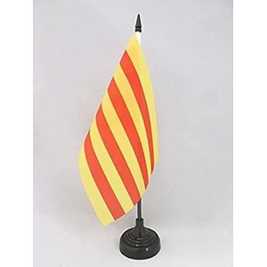 Franse provincie Roussillon Tafelvlag 14x21 cm - Franse provincie Desk Vlag 21 x 14 cm - Zwarte plastic stok en voet - AZ FLAG