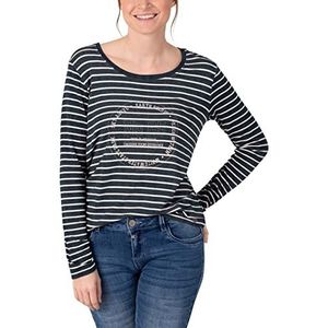 Timezone Gestreept basic T-shirt met lange mouwen voor dames, Blue Grey Stripe, XL