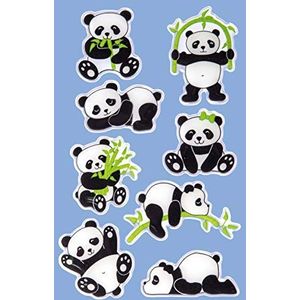Avery Zweckform 8 stuks glossy stickers (panda-stickers in 3D-effect, kinderstickers om te spelen, knutselen te verzamelen) art. 57297