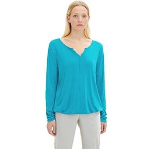 TOM TAILOR Dames Shirt met lange mouwen met 1034155, 30014 - Teal Blue, XXS