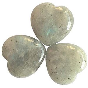 Manekieko 3 stuks natuurlijke maansteen tas palm duim helende kristal hart liefde zorgenstenen, 25 mm Reiki compensatiekristal en helende stenen