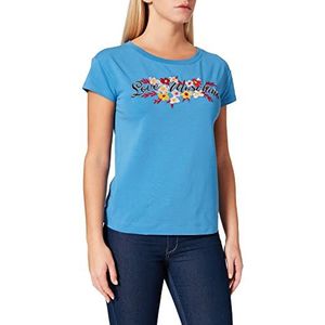 Love Moschino Dames T-shirt met korte mouwen met Maxi Logo en Bloemen Embroidery T-shirt