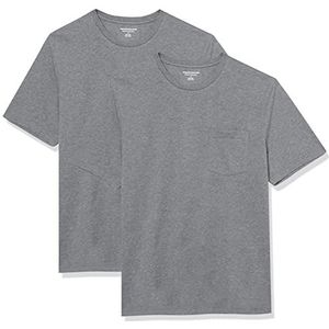 Amazon Essentials Heren Slim-Fit T-shirt met korte mouwen en ronde hals, 2 stuks, grijs gemêleerd, XS