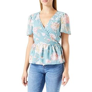 ONLY Onlstar Life Fia S/S Wrap Top Ptm Damesblouse, Ether/Aop: star Garden Flower, S