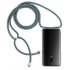 Simplecase Telefoonketting geschikt voor OnePlus 6 | Crossbody Phone Case Necklace | Zwart | Hoes met koord om om te hangen | Siliconen telefoonhoes met band/koord met case om om te hangen.