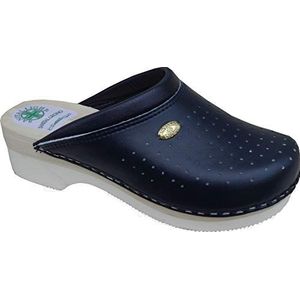 SANITELLA 2350 SANITAL LIGTH - Echt houten binnenzoolklompen - Micro Light gestreepte onderkant - Leren bovenkant - MARINE BLAUW 38