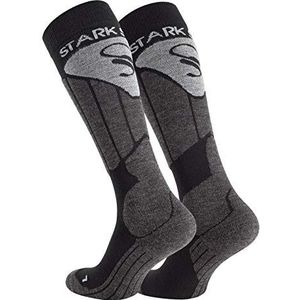 STARK SOUL Skisokken voor dames en heren, functionele sokken, snowboard-skikousen met speciale voering, grijs/zwart, 35-38 EU