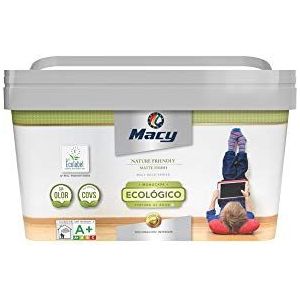 Milieuvriendelijke, matte kunststofverf voor gebruik binnenshuis met anti-schimmel conserveringsmiddel en Ecolabel-certificering. 4 liter