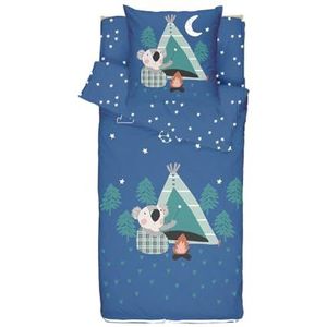 Caradou® Koala Kinderbeddengoed, 4-delig, inclusief dekbed, 90 x 190 cm, katoen, blauw