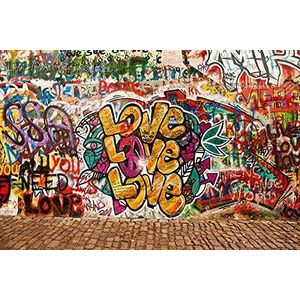 BEELD BEHANG PAPERMOON, Liefde Graffiti Lennon wand, VLIES Fotobehang, digitale druk, inc. Klester, verschillende maten