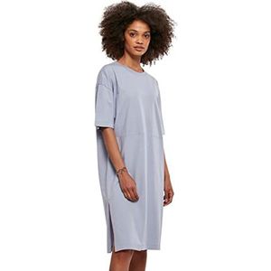 Urban Classics Damesjurk van biologisch katoen, organisch, oversized, slit tea-jurk, dames-T-shirt, jurk met split in vele kleuren, maten XS - 5XL, paars/blauw, XS