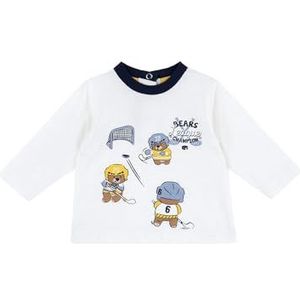 Chicco T-shirt van katoen met lange mouwen voor jongens, Wit en blauw, 12 Maanden