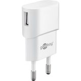 Goobay 44948 USB-adapter voor stopcontact 1 A (5W) / USB-voeding met zijdelingse USB-ingang/voor smartphone oplaadkabel/stekker/stekker voor USB-oplaadkabel/stekkeradapter/wit