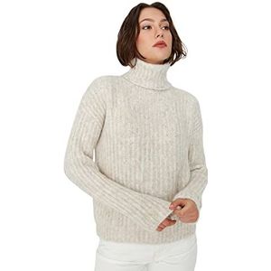 Trendyol Coltrui voor dames Colorblock Regular Sweater Sweater, Ecru, L, Ecru, L