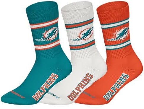 NFL MIAMI DOLPHINS 3-teilige Rundhalssocken - TEL/WHT/ORG - 39/42