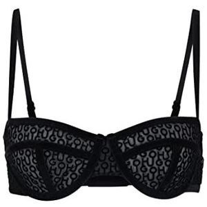 HUGO Women's Flock Underwire_Bra, Black1, 80C