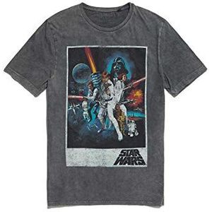 Recovered Star Wars Classic New Hope Poster Grijs Acid Wash T-Shirt S, Meerkleurig, S