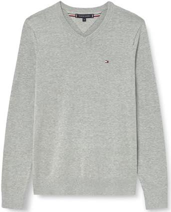 TOMMY HILFIGER - ESSENTIAL - Trui - Grijs - V-hals - Lange Mouw