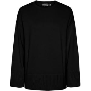 PIECES Pcava Ls O-Neck Slit Knit Noos, zwart, L