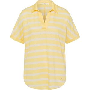 BRAX Dames Style Clay Linen Stripe Poloshirt, banana, 38