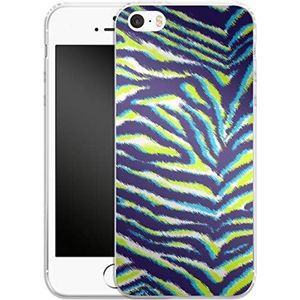caseable Apple iPhone 5/SE telefoonhoes - siliconen beschermhoes - schokabsorberend & krasbestendig oppervlak - kleurrijk design - Neon Zebra - Animal Print