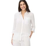 Blouse - Effen - Linnen - Driekwart Mouw