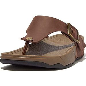 Fitflop Trakk II Teenslippers voor heren, leer, met gesp, Chocolade Bruin, 41 EU