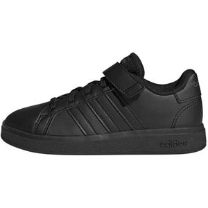 adidas Grand Court Elastic Lace and Top Strap Sneaker uniseks-kind, Core Black Core Zwart Grijs Zes, 39 1/3 EU