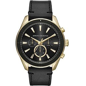 Armani Exchange Chronograph Black Leather Watch