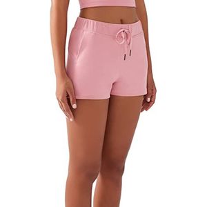 LOS OJOS Sportbroek voor dames, kort, work-outshorts voor vrouwen, shorts met zakken voor yoga, wandelen, hardlopen en casual dressing, roze, L