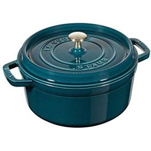 Staub Gietijzeren braadpan 24 cm - 3,8 l - Blauw (La Mer) - Handgemaakt in Frankrijk