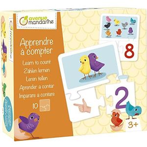AVENUE MANDARINE - Doos met 10 puzzels met elk 3 delen – spel voor kinderen om te leren tellen – educatief spel vanaf 3 jaar – JE529C
