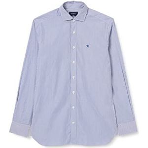Hackett London Essential Bengal Str Shirt voor heren, Wit/Blauw, XS