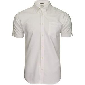 Ben Sherman Oxford overhemd met korte mouwen voor heren in wit, Wit (geborduurd zaklogo), L