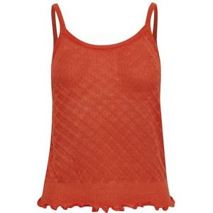 ICHI Dames IHPAISLEY to Carrier shirt/Cami Shirt, 171562/Mandarijn Red, M