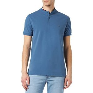 Tommy Hilfiger Heren Mao kraag Logo Slim Polo S/S, Blauwe kust, S