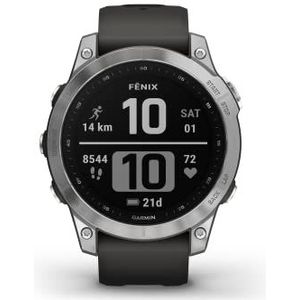 GARMIN Fenix 7, GPS Multisport Smartwatch, 1,3-inch Display, Garmin Pay, 40+ Sport-apps, muziek, waterbestendig sporthorloge, tot 18 dagen batterijduur, zilver en grafiet