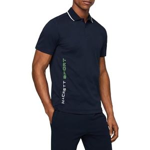 Hackett London Heren Diagonal Text Crew Polo, Blauw (Navy), S, Blauw (zwart), S